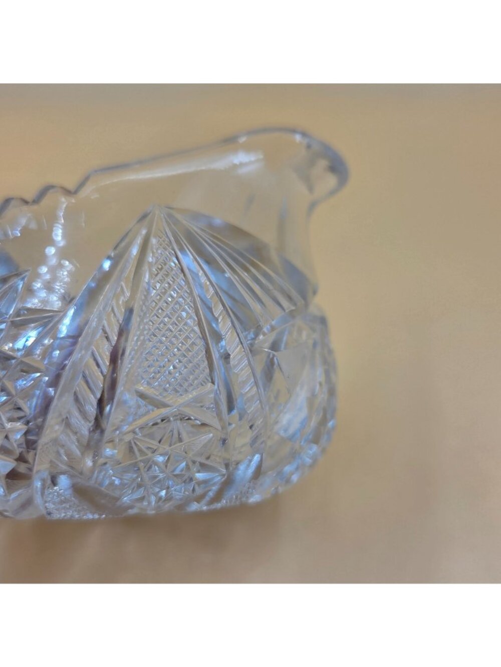 American Brilliant Cut Glass Sugar Creamer Set Hobstar Fan Crosshatch ABP - Picture 16 of 16